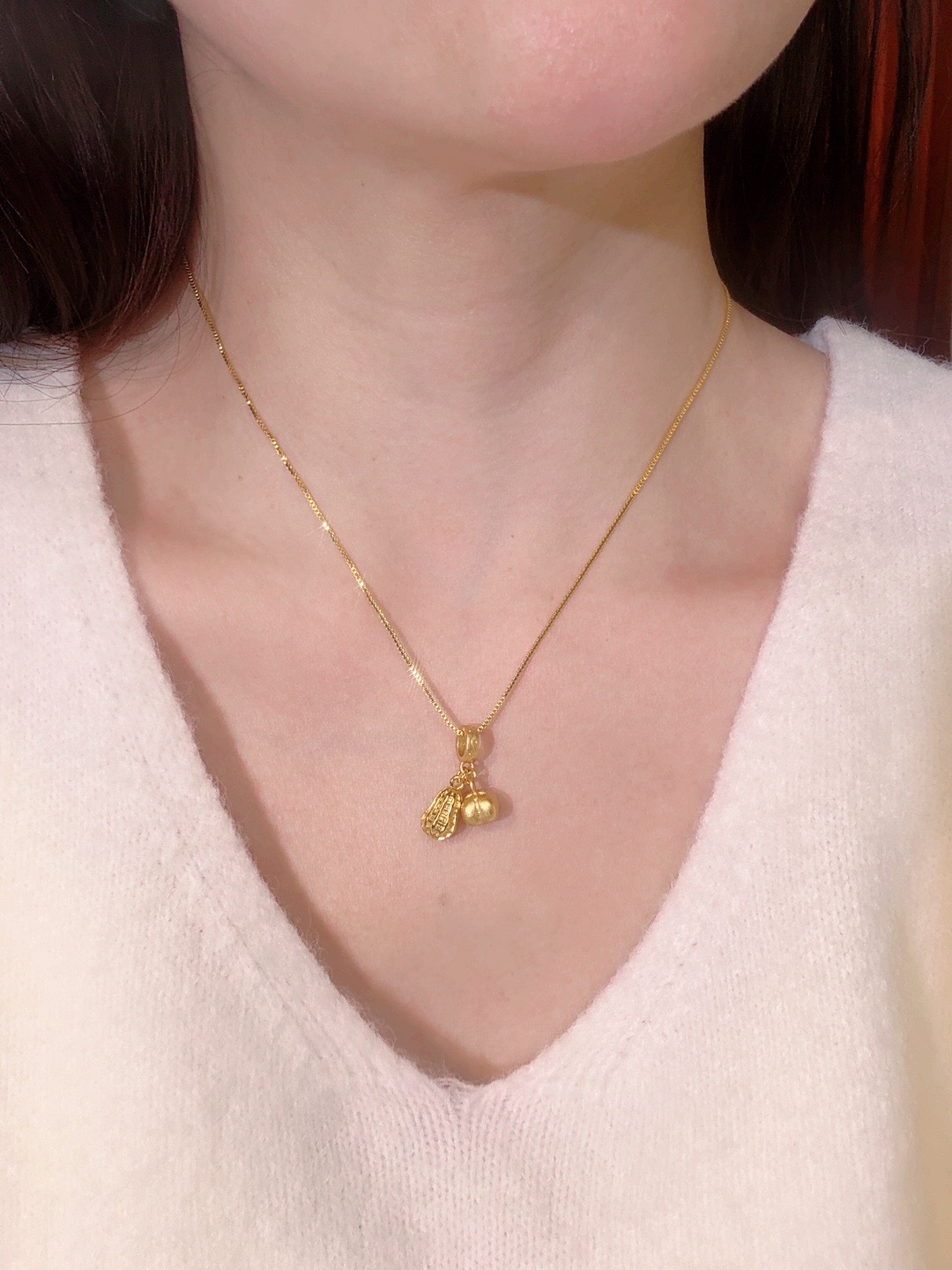 钛钢项链 《冰际》可调节好柿花生项链（45+5）