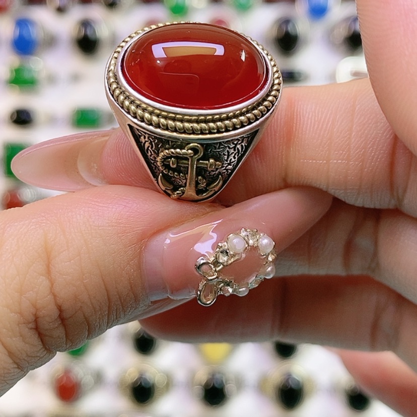 【闪购商品】银S925镶嵌戒指玛瑙/玉髓指****?