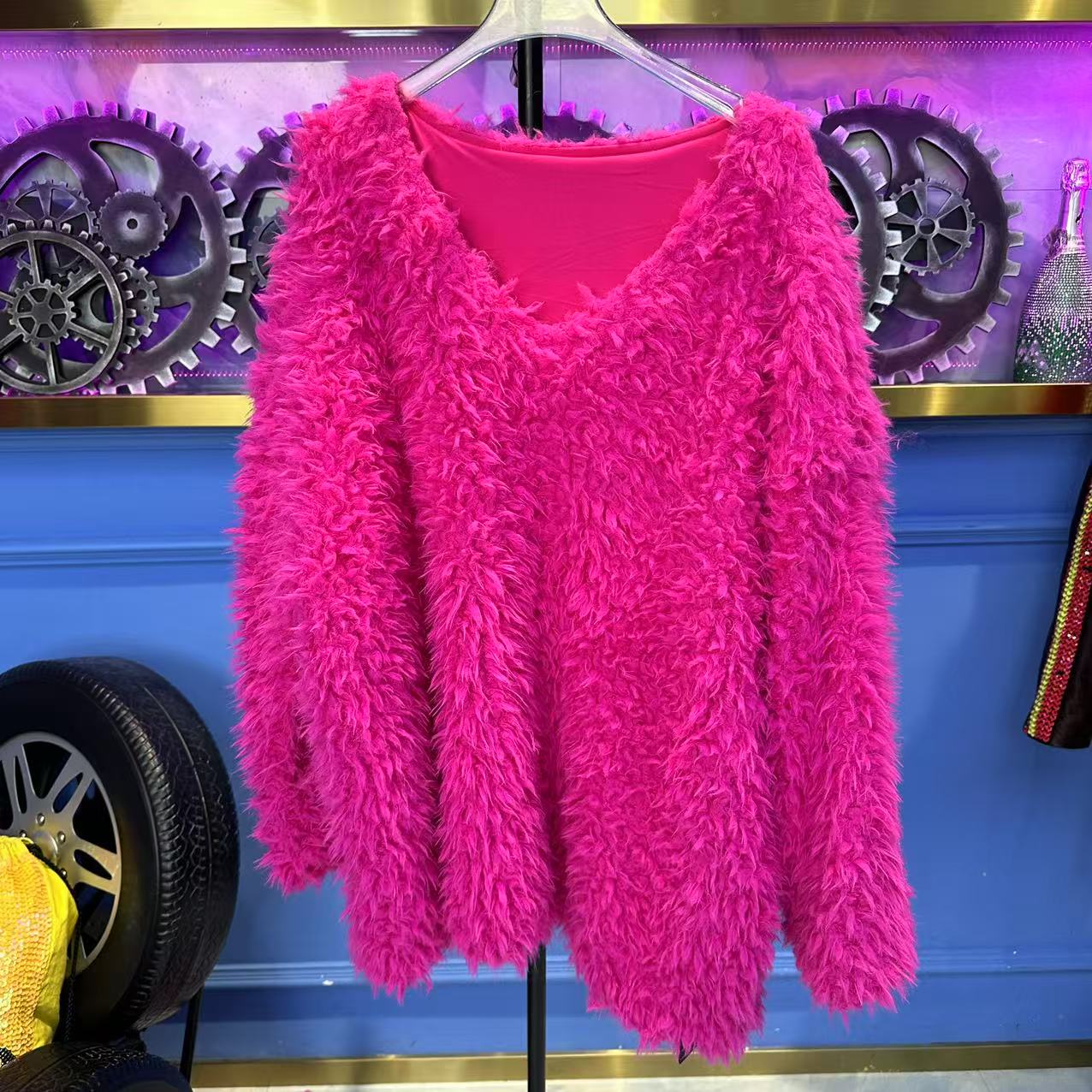 A81292 网红针织轻奢时尚百搭重工秋冬套头气质打底宽松圆领衬衣