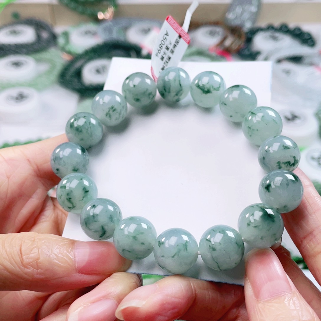 翡翠未镶嵌项链天然翡翠手串12.9mm左右