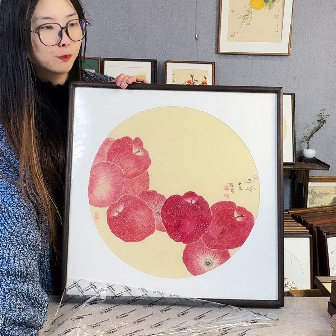 书法手绘带框尺寸： 53*53