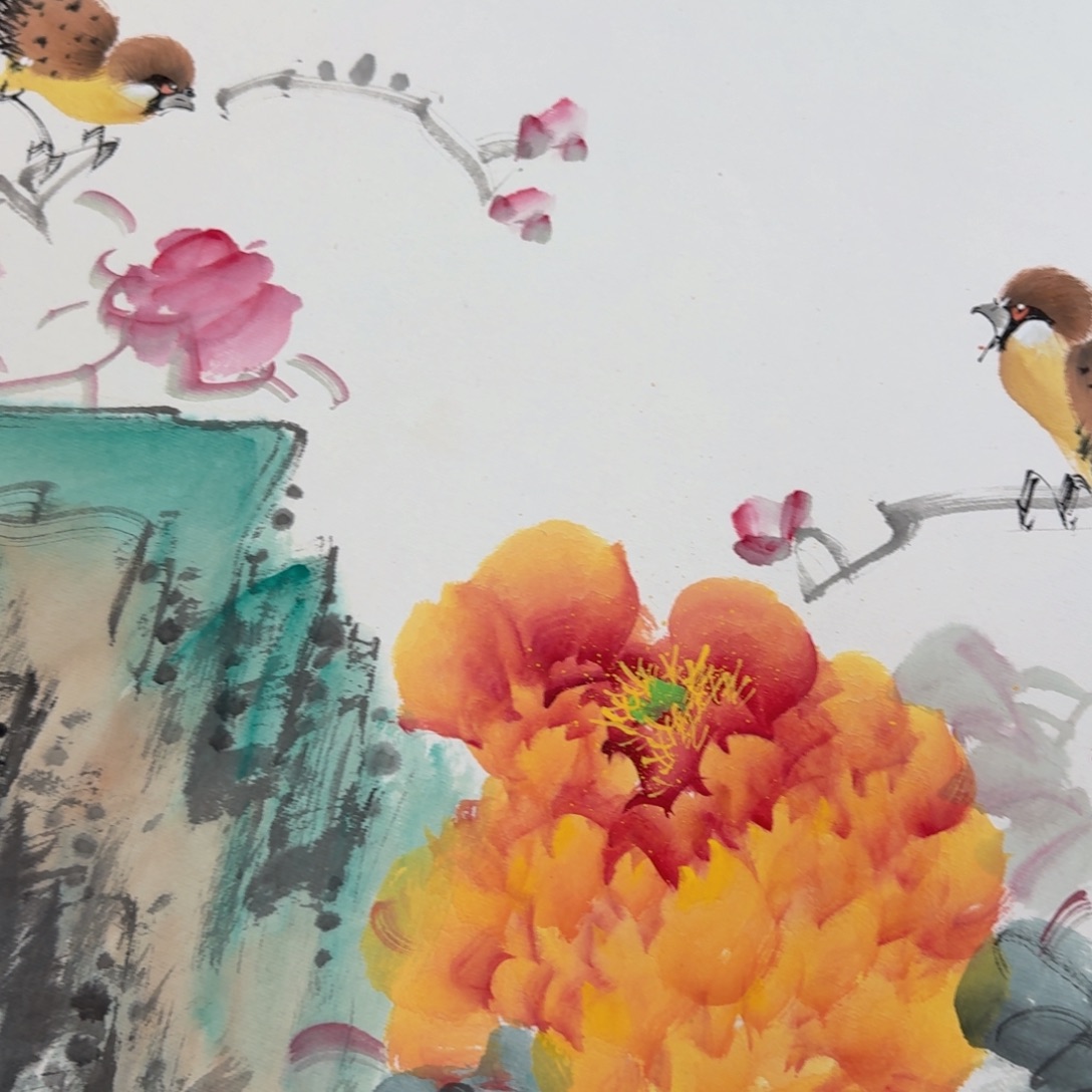 国画纯手绘山水花鸟作品