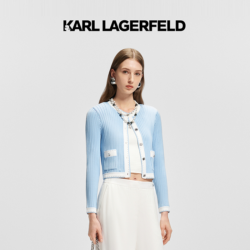 【诗语专属】KARLLAGERFELD秋季新款撞色花边花呢小A半裙M22E2226