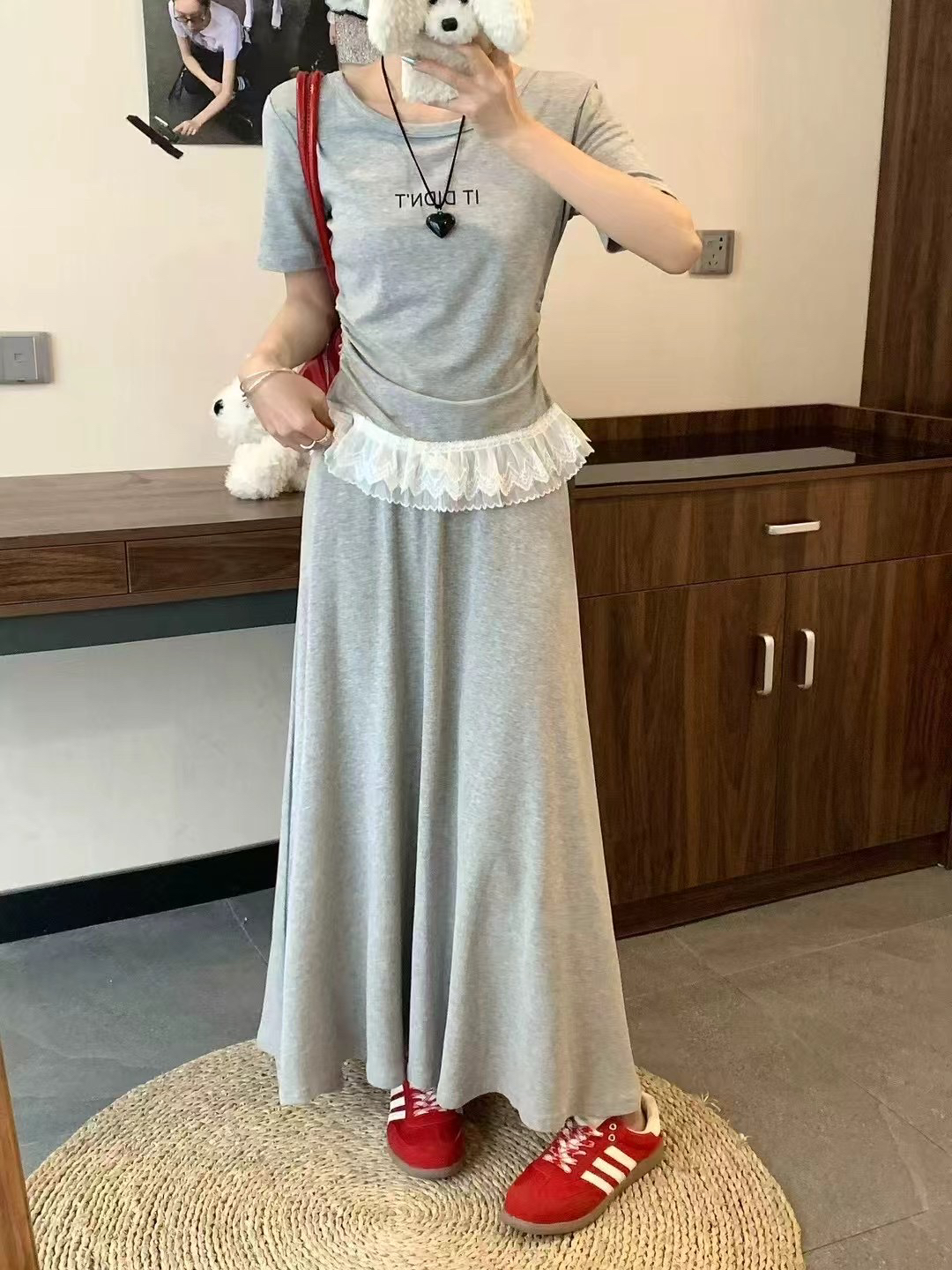 休闲蕾丝花边套裙