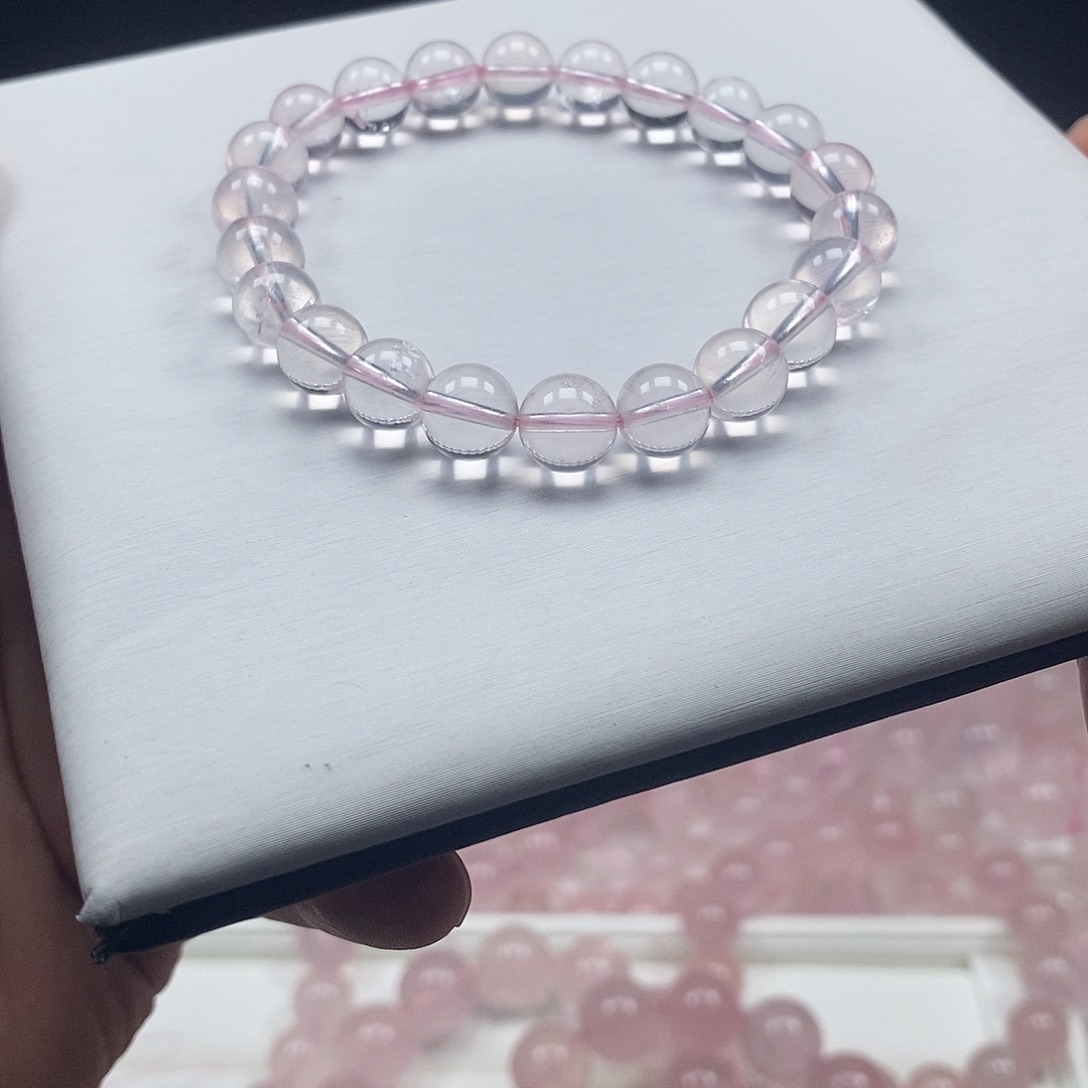 未镶嵌烟晶手串8.5mm星光莫粉