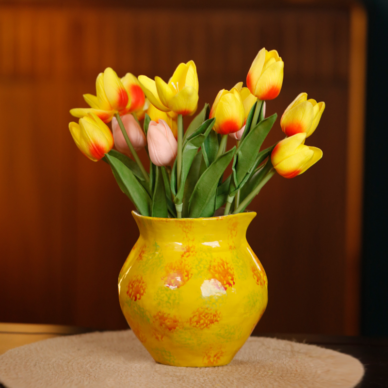 陶瓷手作小清新钱袋花瓶摆件