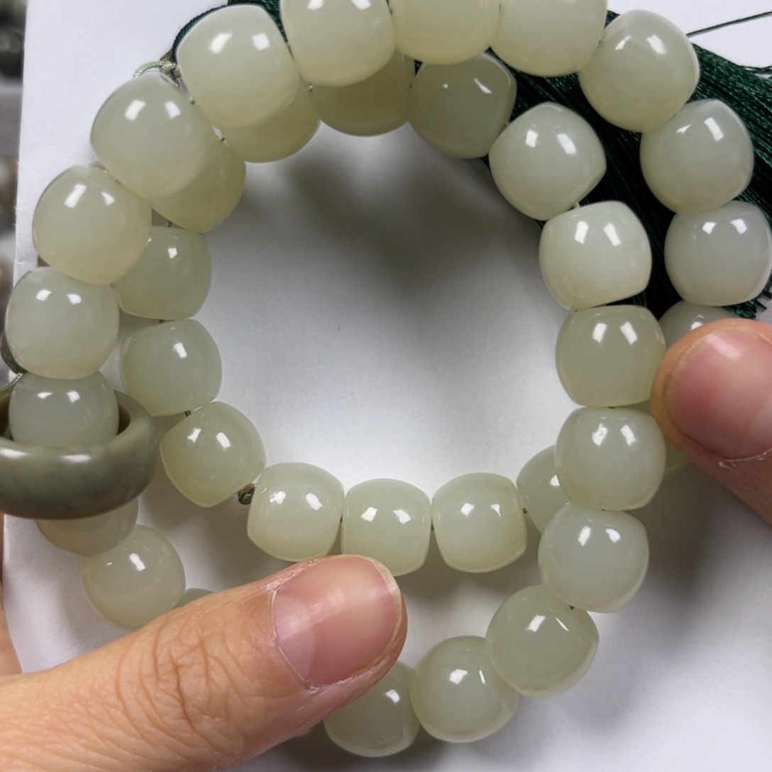 和田玉手链未镶嵌卡12苹果珠36颗珠子手持