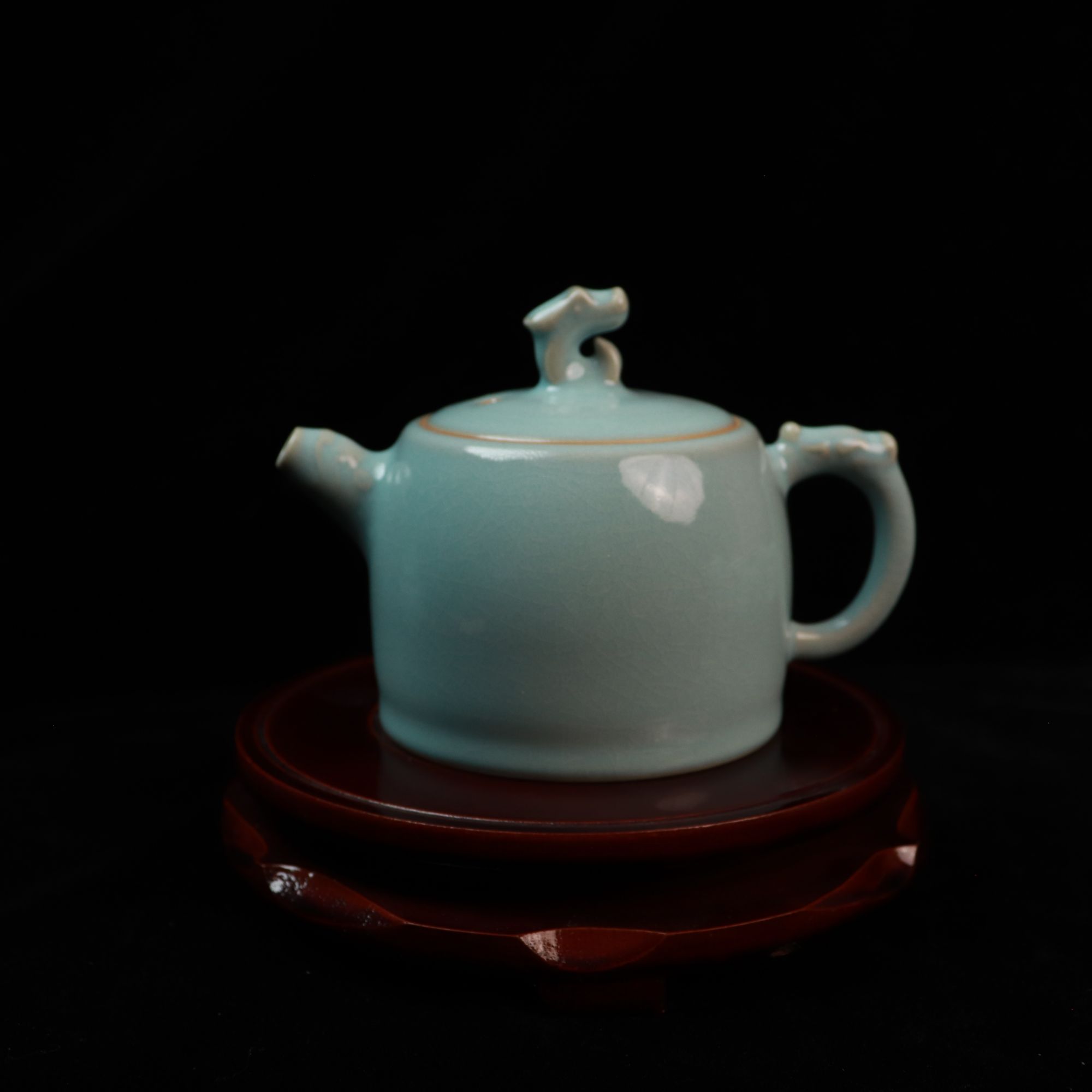 汝州原产地原矿釉汝瓷天青龙壶全手工支钉烧开片可养复古陶瓷