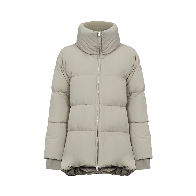 S·DEER圣迪奥女装立领纯色时尚高领宽松茧型短款羽绒服S22483105