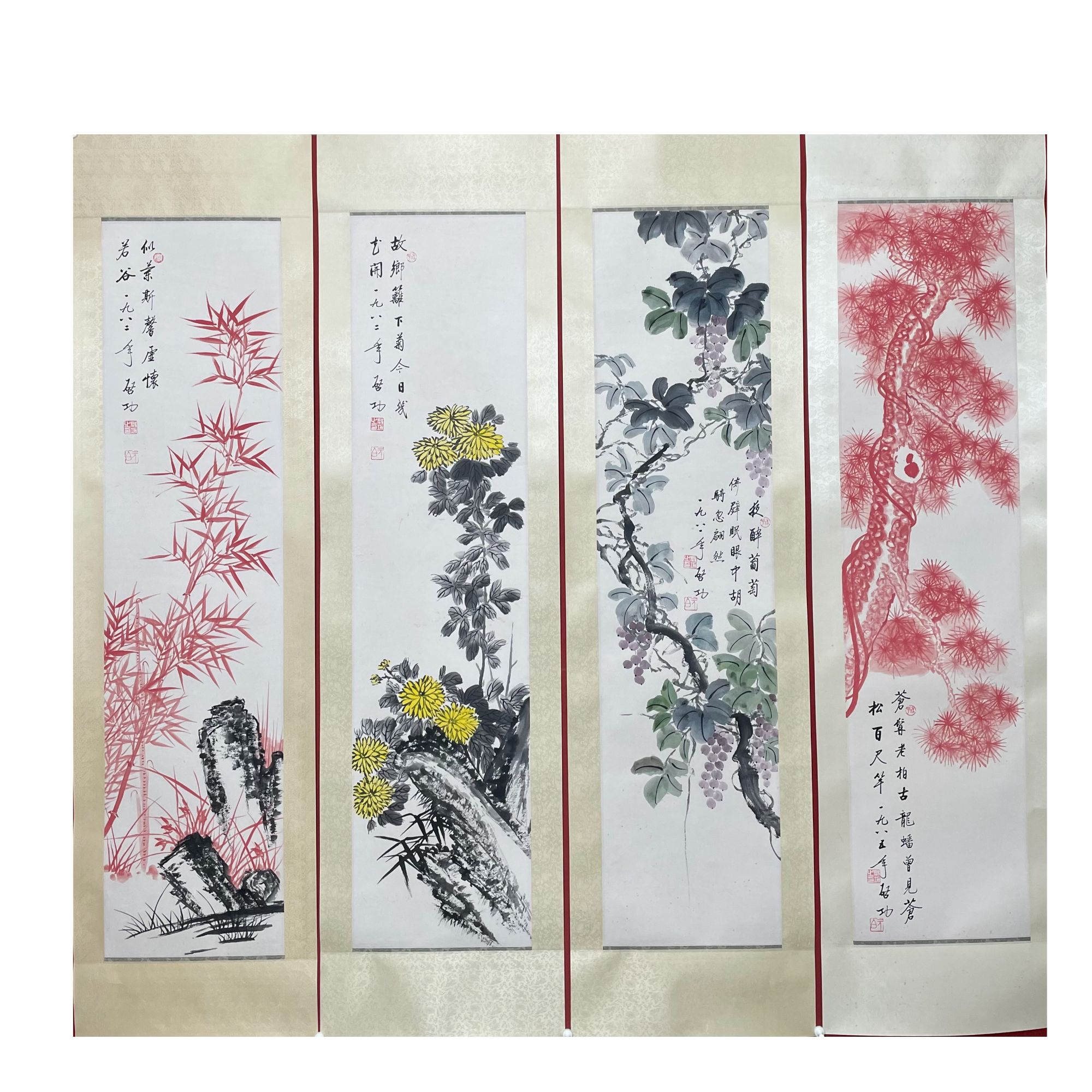 Q-J-2888 启老款 四条屏 137CM*33CM*4 镜心-A
