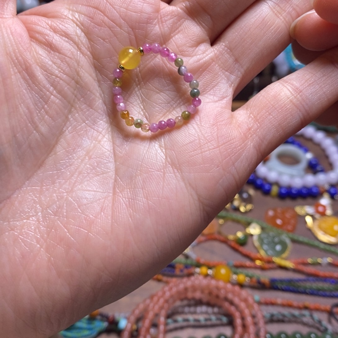 碧玺戒圈未镶嵌弹力绳