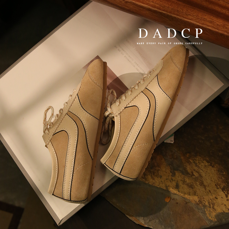 DADCP蛋定诚品·新款真皮复古系带百搭透气休闲运动德训阿甘鞋女