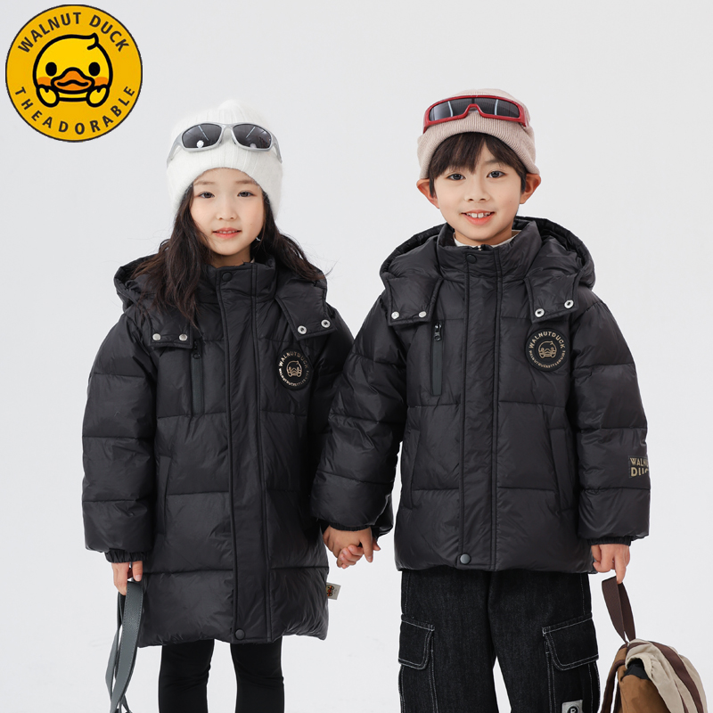 小黄鸭新款加厚黑金羽绒服冬季亲子款加厚连帽外套XT159-XYY
