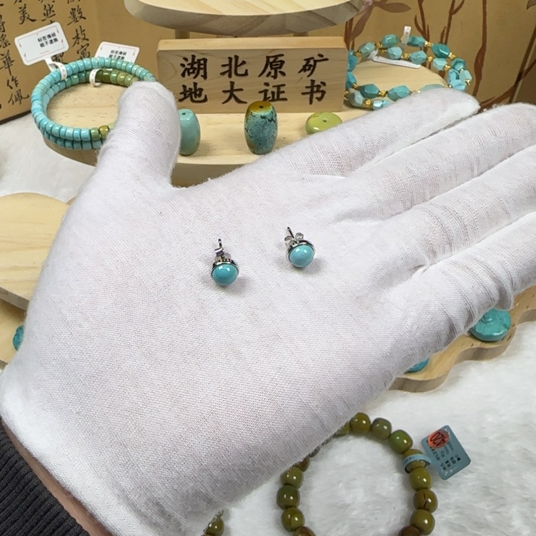 绿松石银S925镶嵌桃心雕刻件12