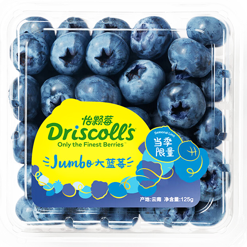 怡颗莓蓝莓大果盒装共500g