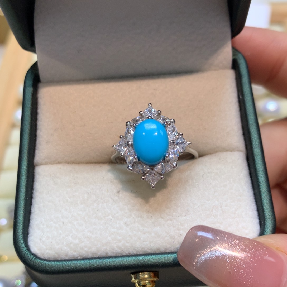 绿松石戒指银S925镶嵌