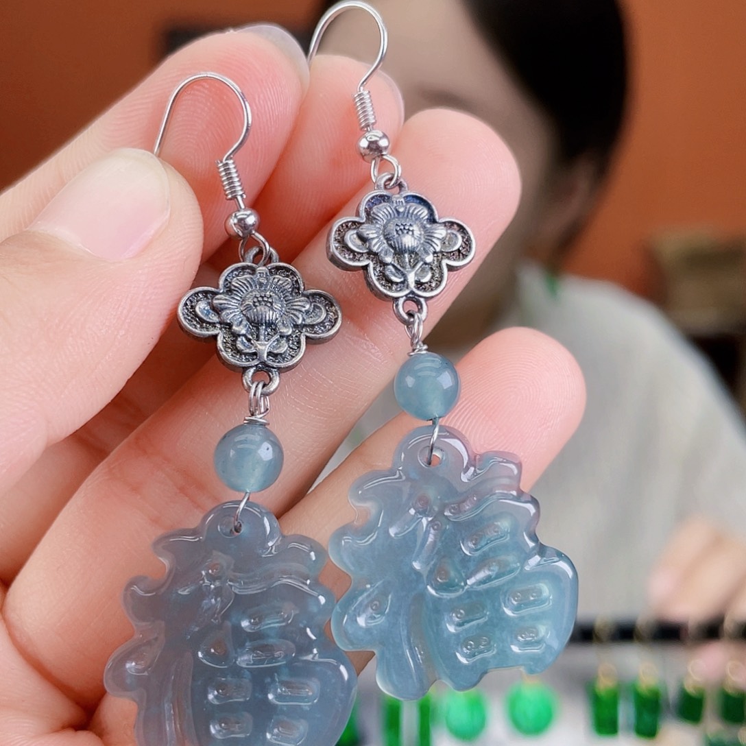 翡翠未镶嵌耳饰饰品