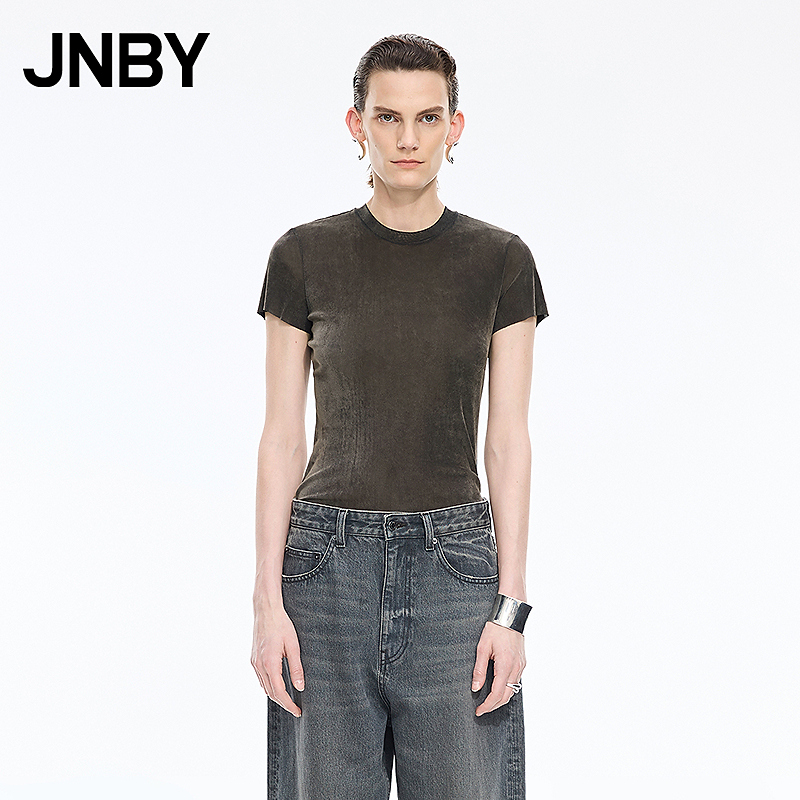 【商场同款】JNBY/江南布衣25秋新品T恤圆领短袖修身5X7110150