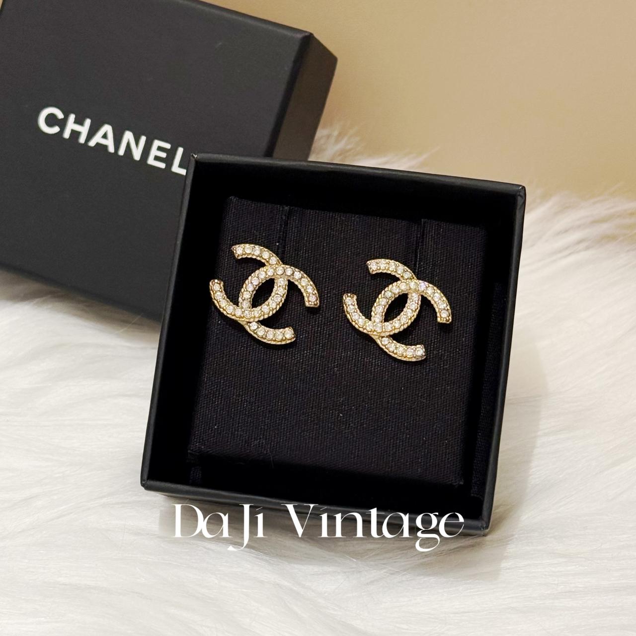 99新 Chanel/香奈儿 大吉中古/香奈儿镶钻双c耳钉