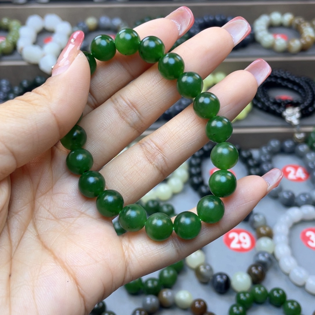 和田玉手链未镶嵌格***花