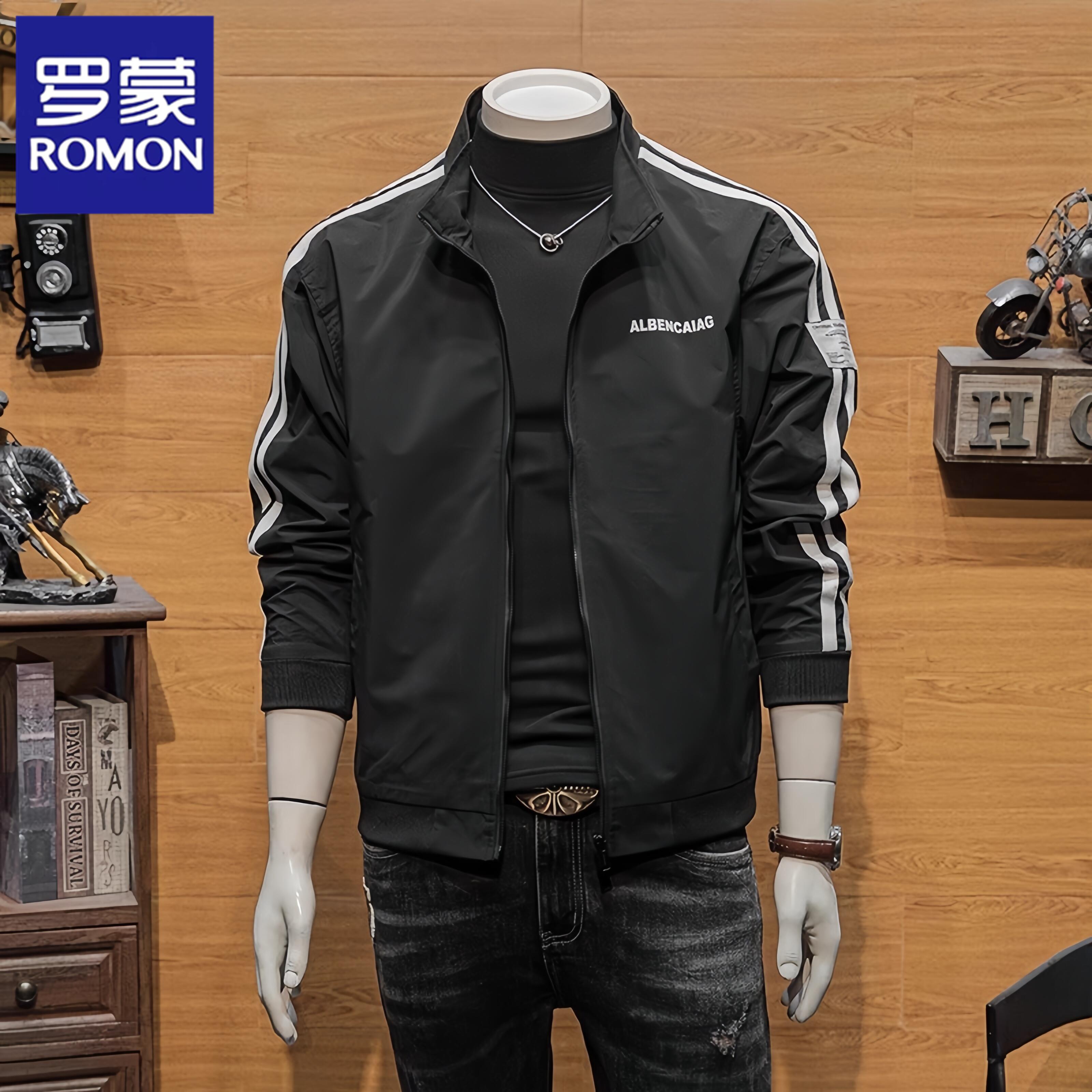 Romon/罗蒙春秋季新款休闲工装夹克男士韩版时尚外套潮流修身上衣