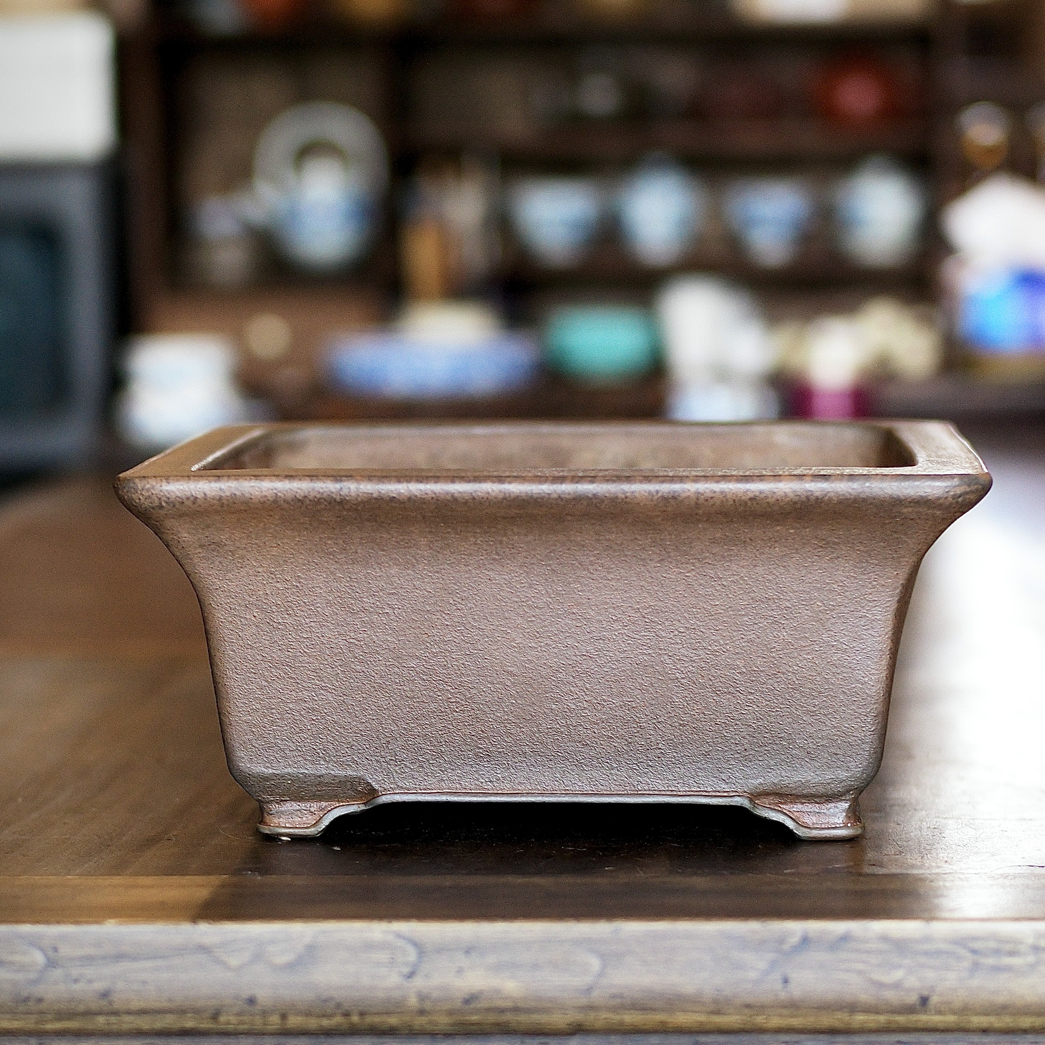 日本名盆《铃木舟山》正方盆 黎皮泥料 做工非常好 实物漂亮。