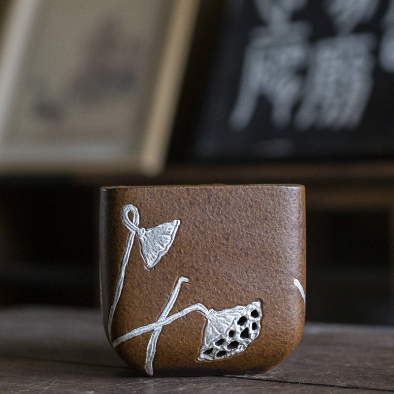 阿茶    灰念-包银荷花酒精炉 直径10cm*高11cm（V1325）