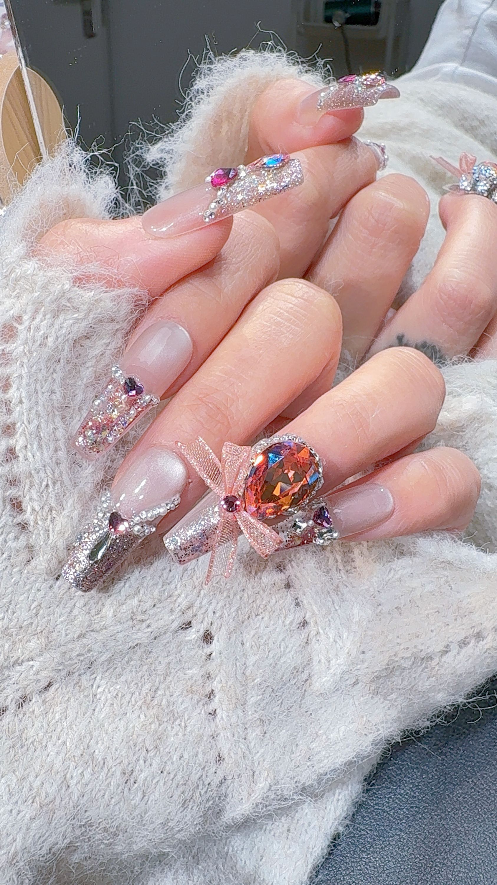 【流年】【jom原创全华尺码可定制】施华洛流麻绝版色火龙果心十一指