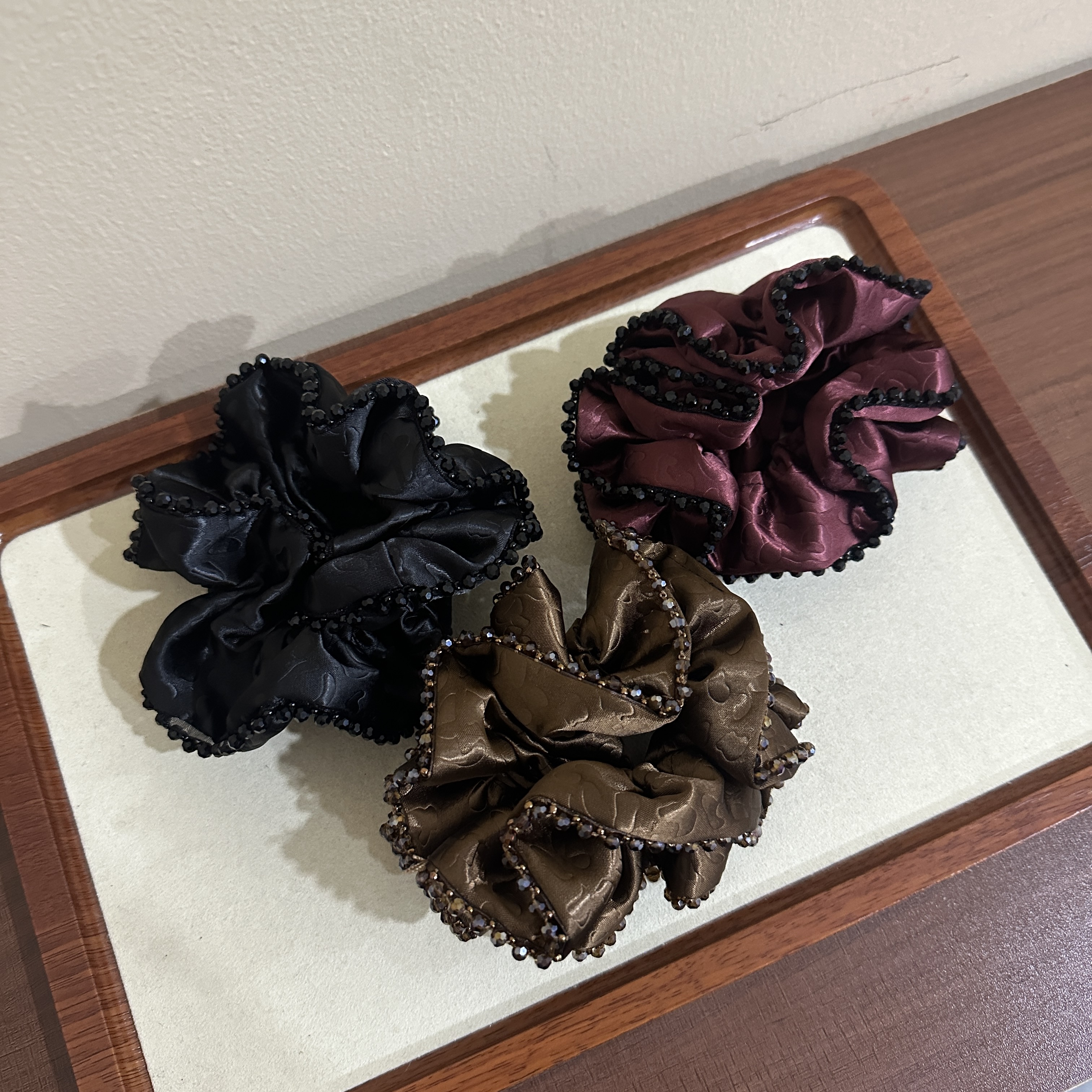 女复古宫廷瑞丽风轻职风发圈发绳手工百搭缎面头饰