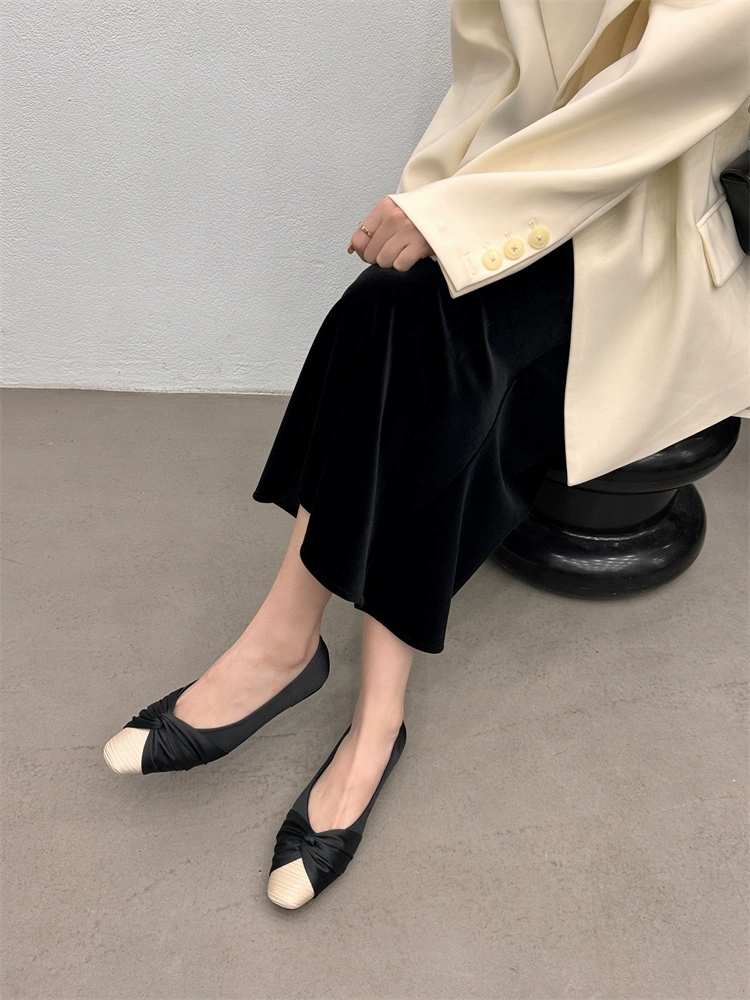 788-9韩版拼色纯色平底单鞋百搭法式软底春夏方头
