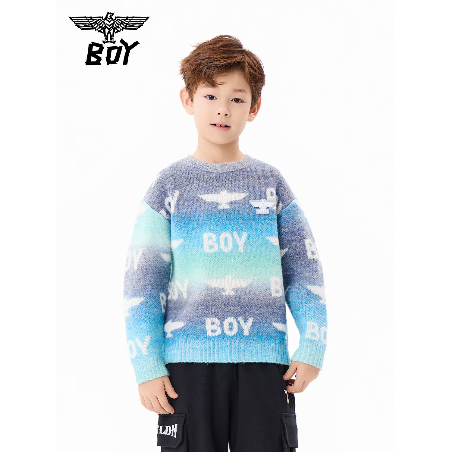 BOY JUNIOR男童冬季保暖针织衫套头衫 蓝色 110