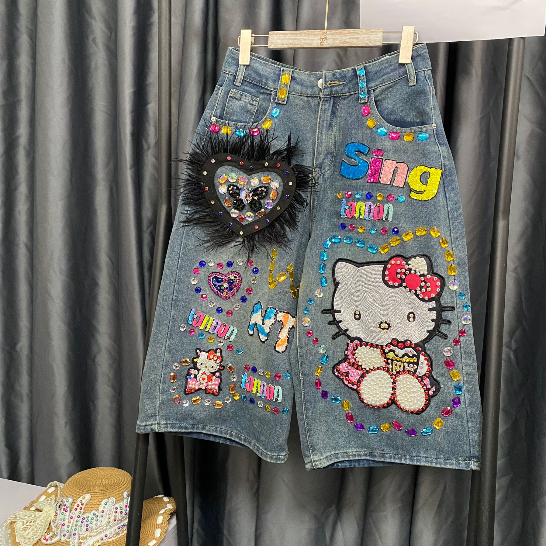 youkinyeah/有点野KT重工七分牛仔裤(裤长73cm)