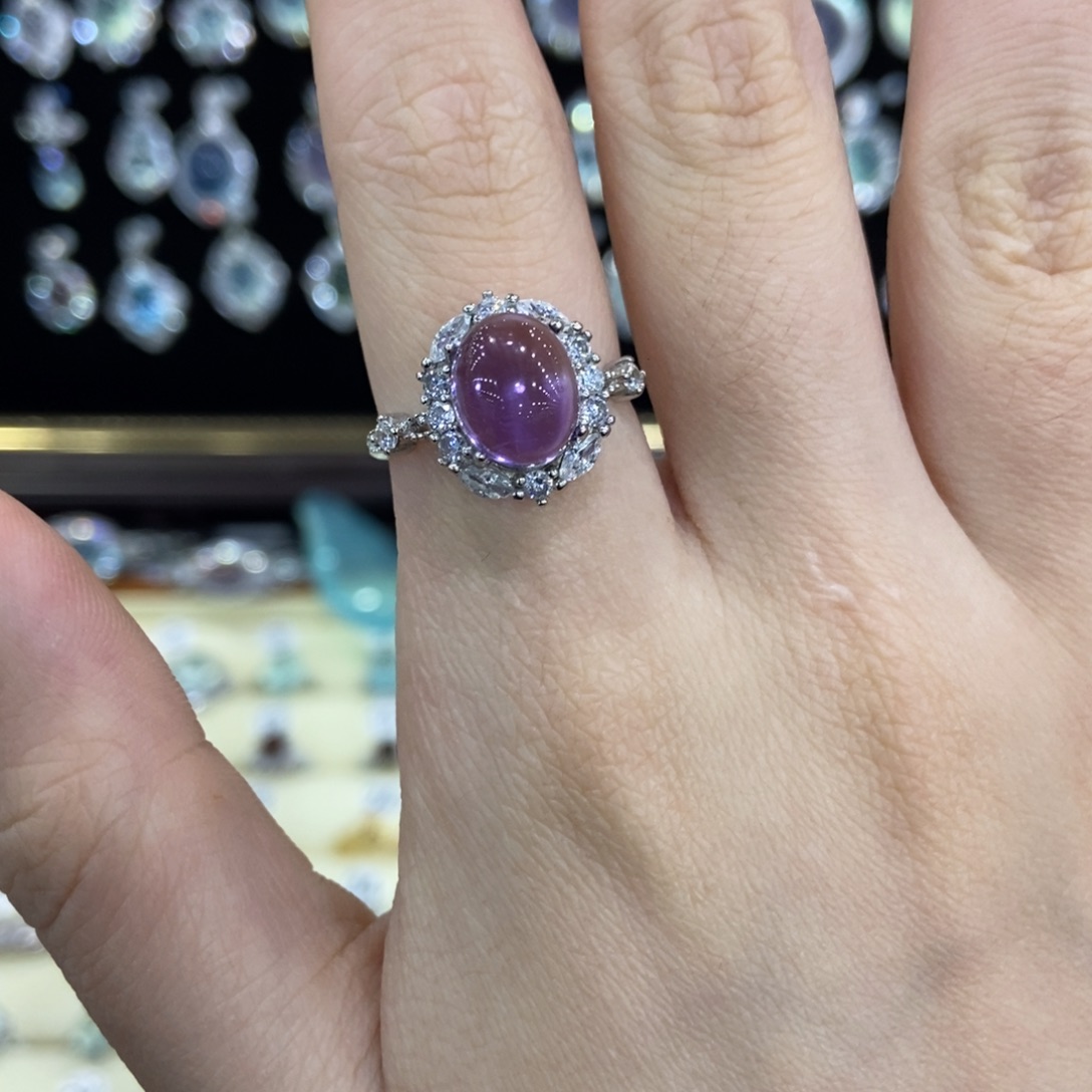 银S925镶嵌紫晶戒指