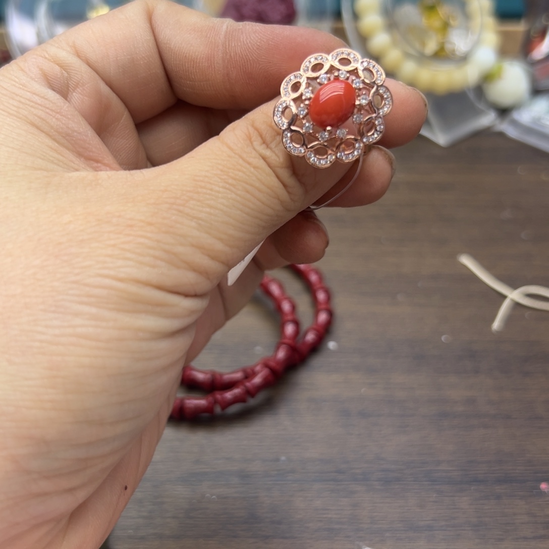 玛瑙/玉髓银S925镶嵌戒指664