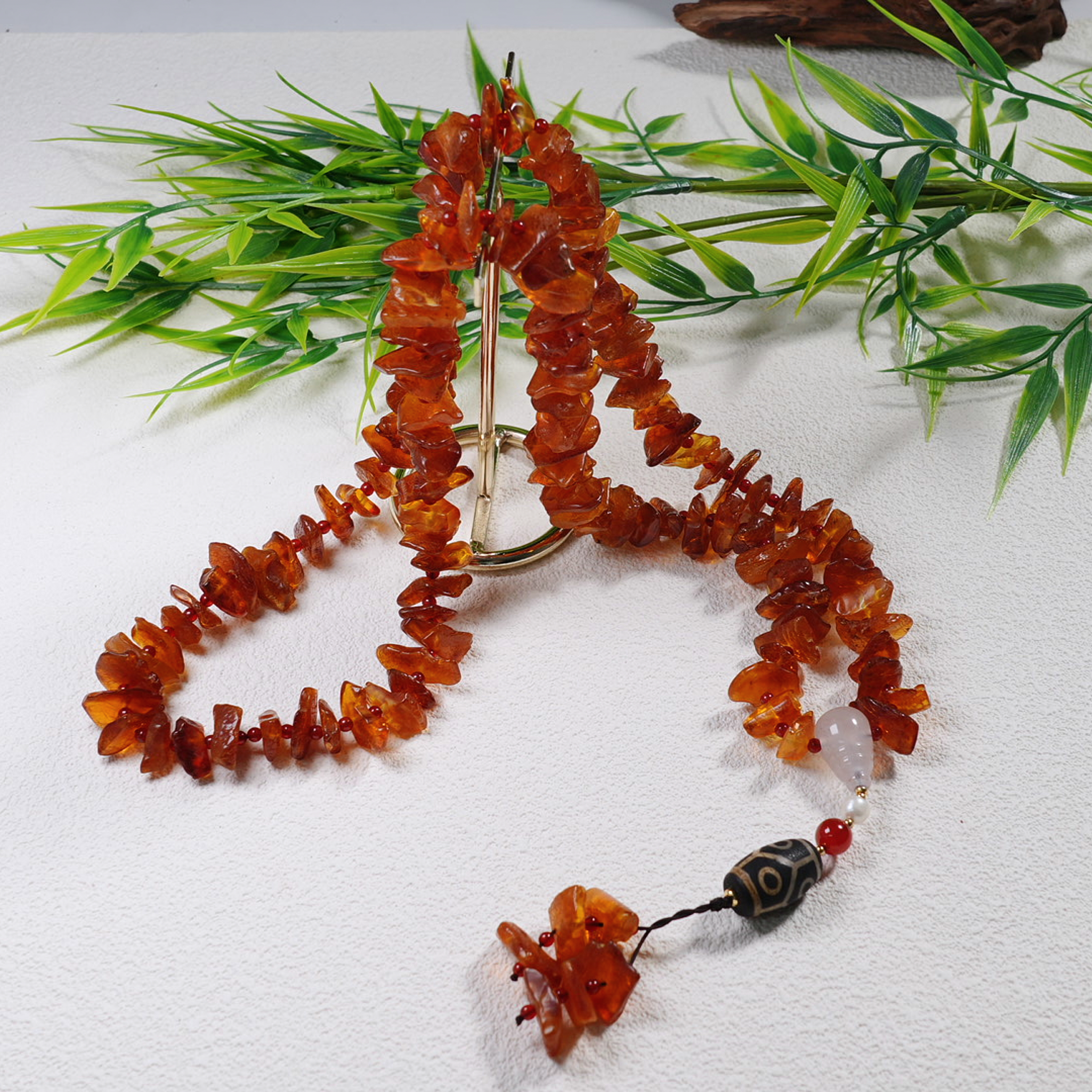 天然琥珀原石项链时尚手工