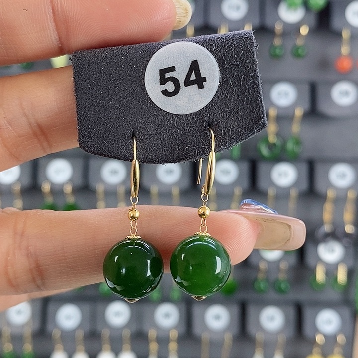 和田玉耳饰18K金镶嵌