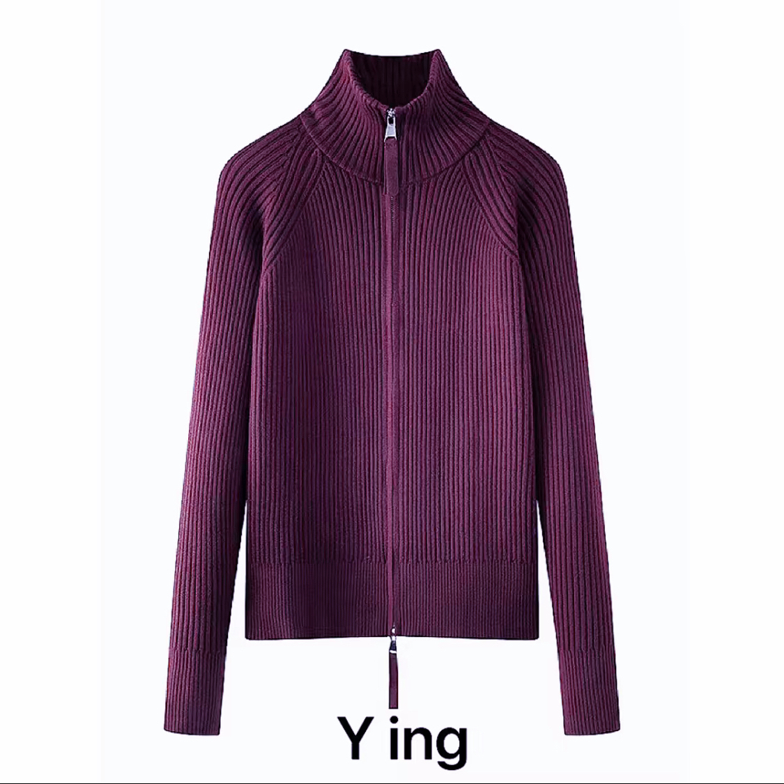 拉链翻领坑条外穿毛衣开衫女秋冬大码胖mm韩版慵懒风爆款针织上衣