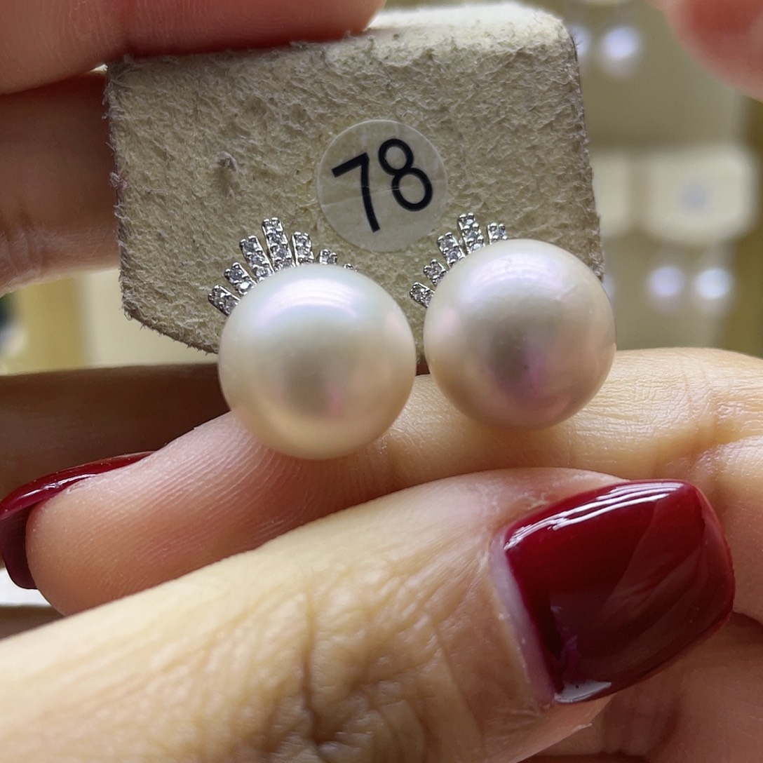 淡水珍珠耳饰银S925镶嵌