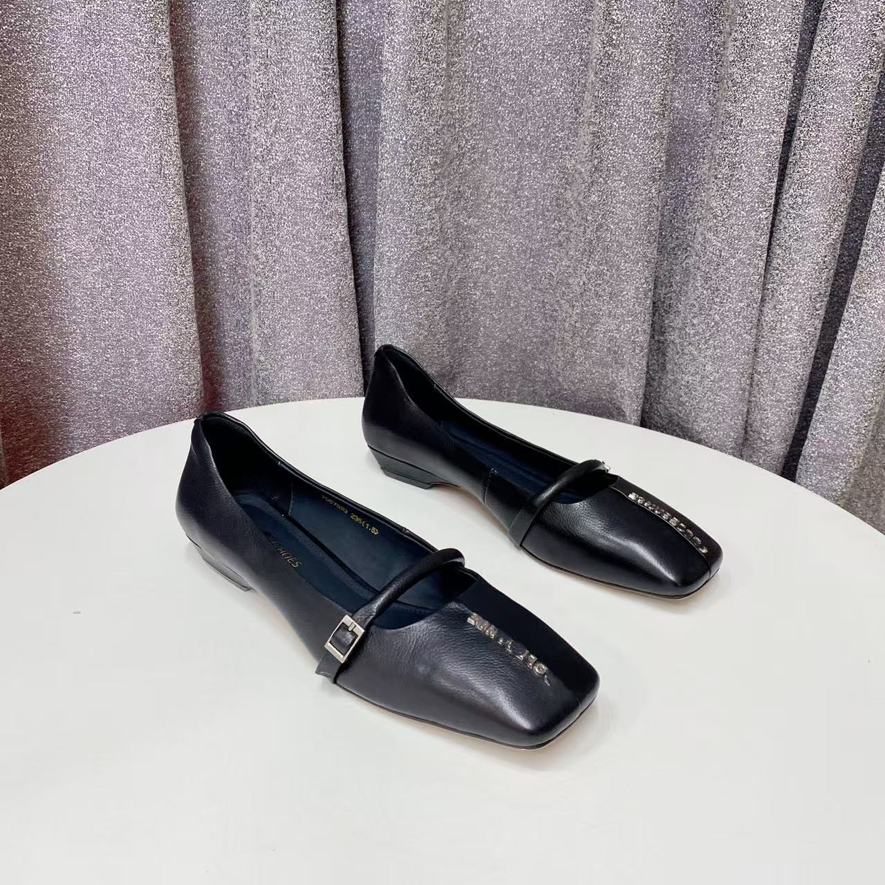 【表弟严选】C3332 黑色 高端时尚方头舒适低跟浅口女单鞋