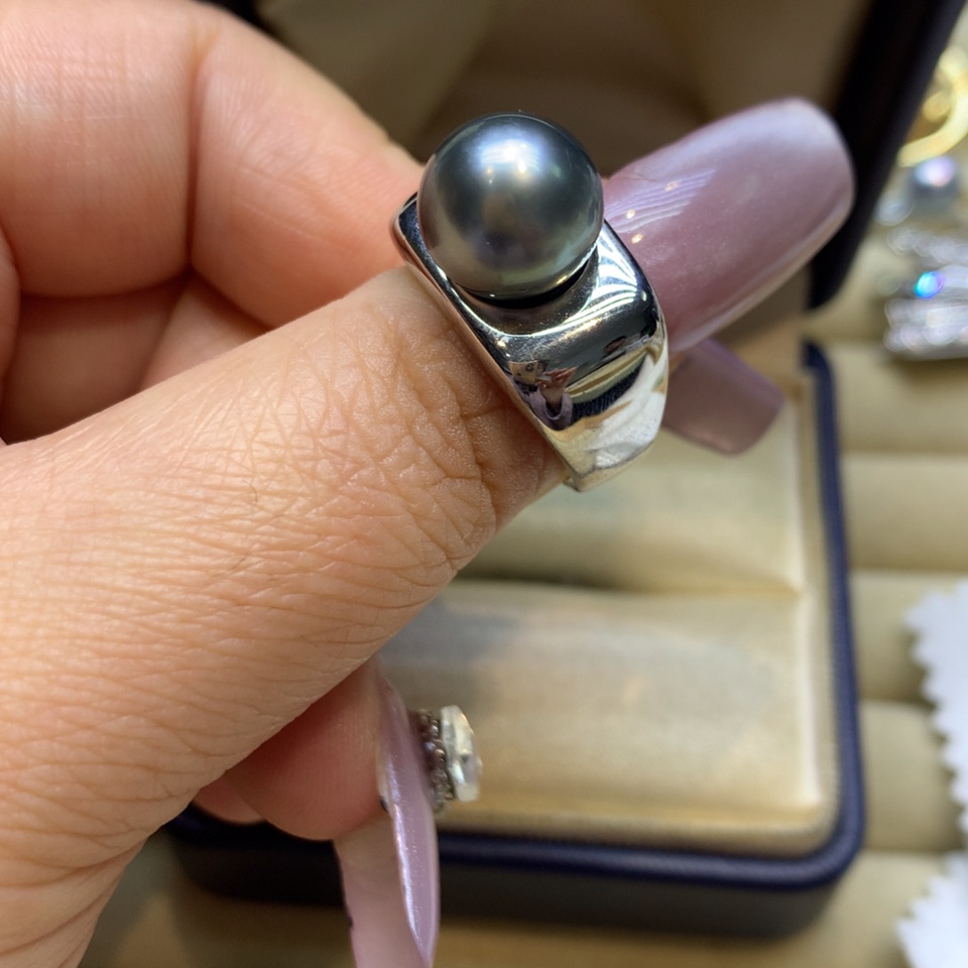 银S925镶嵌戒指海水珍珠