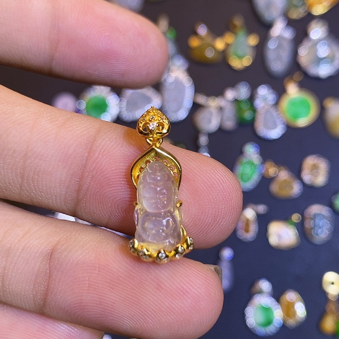 吊坠(不含链)银S925镶嵌翡翠