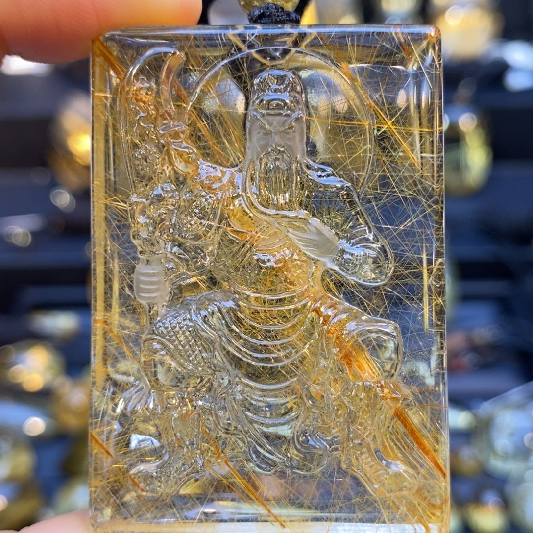 未镶嵌颈饰水晶发晶关公吊坠