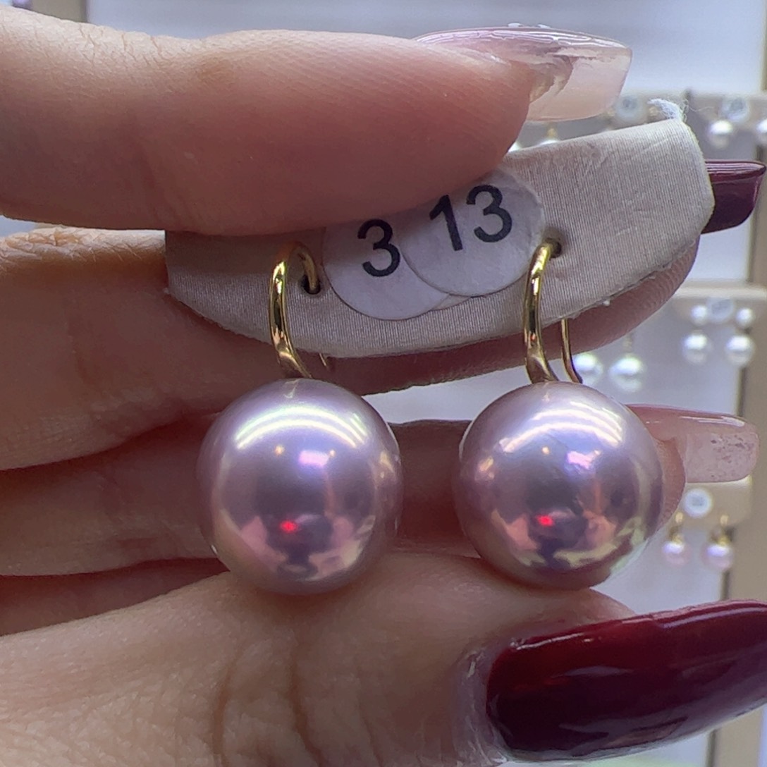 淡水珍珠耳饰18K金镶嵌