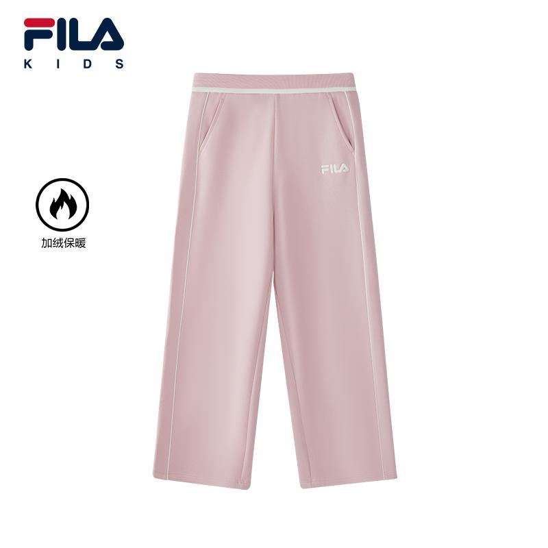FILA斐乐儿童冬季加绒加厚舒适保暖女中大童运动长裤K12G611601F