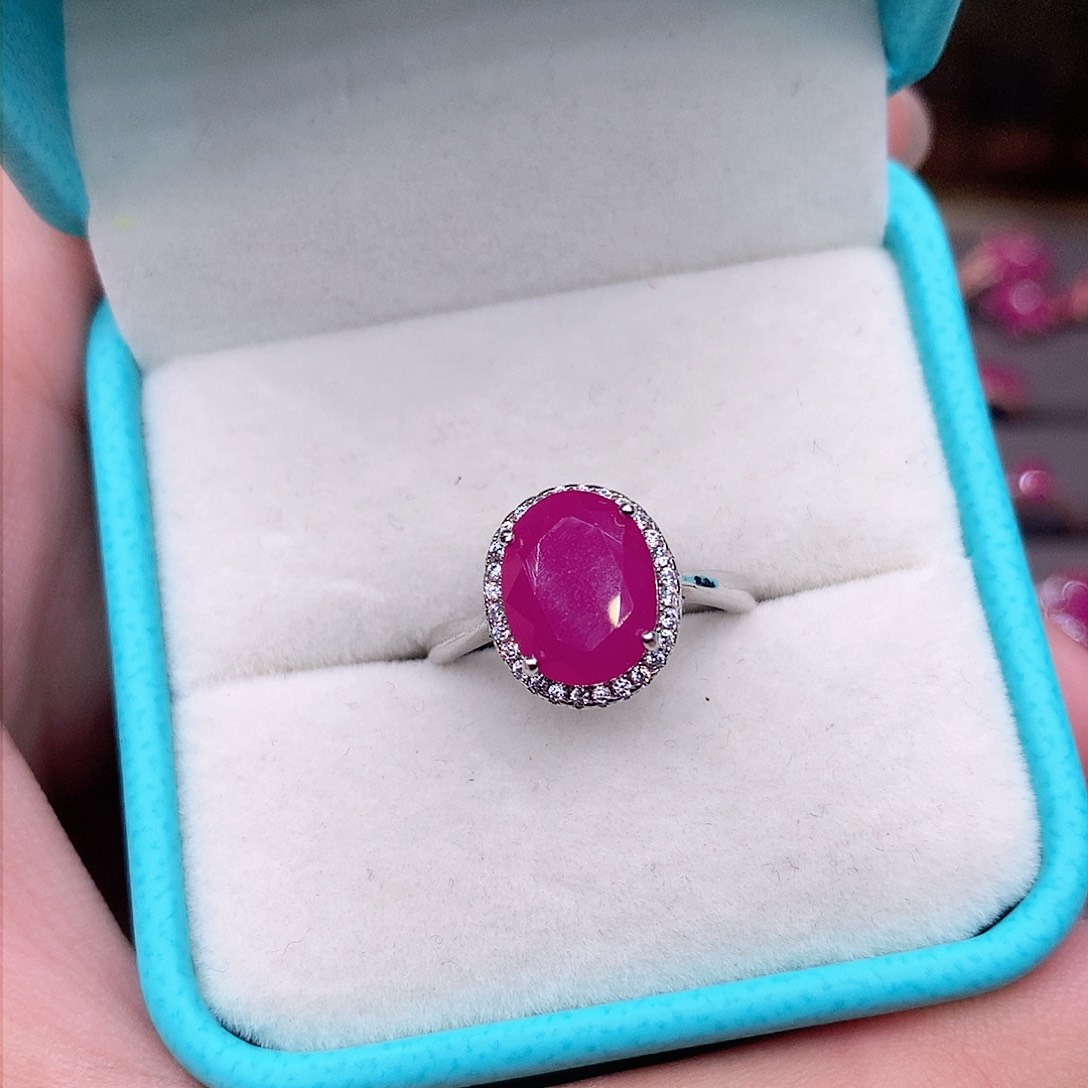 红宝石戒指银S925镶嵌