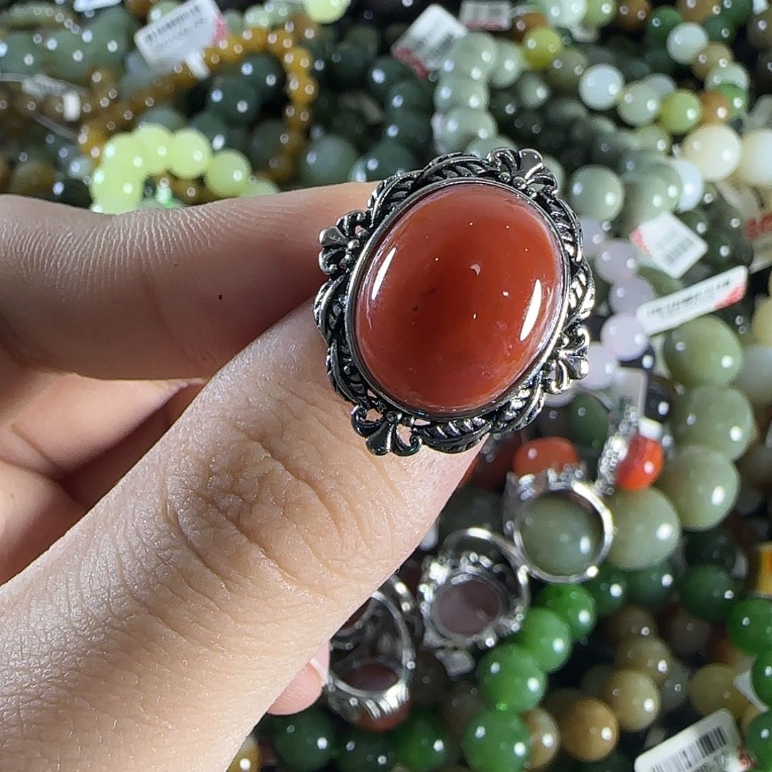 南红玛瑙戒指合金84