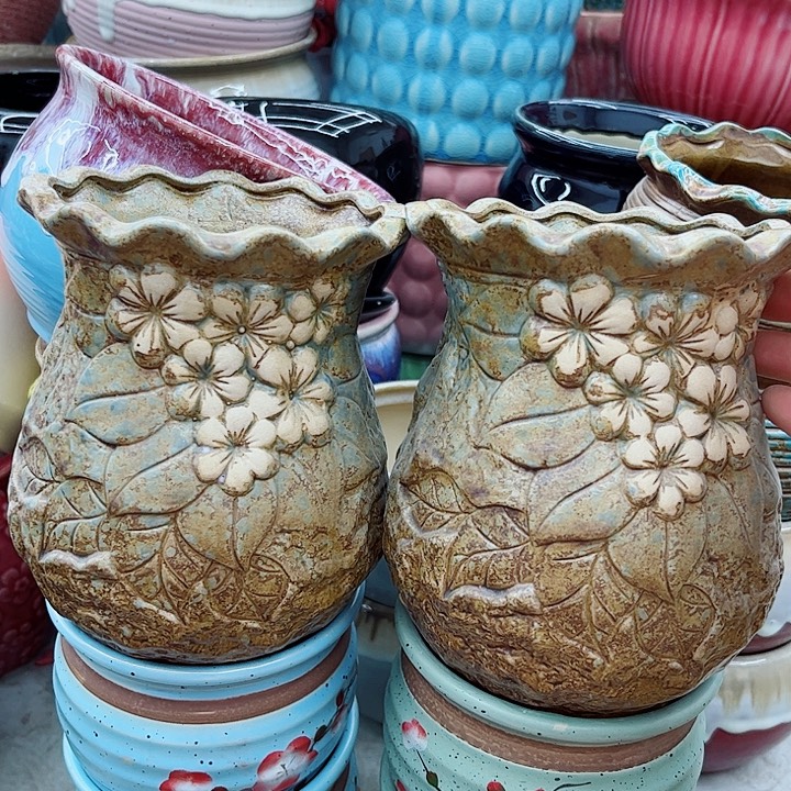 多肉绿植陶瓷花盆9.9包邮，有孔