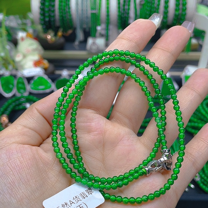 翡翠颈饰未镶嵌圆珠项链3