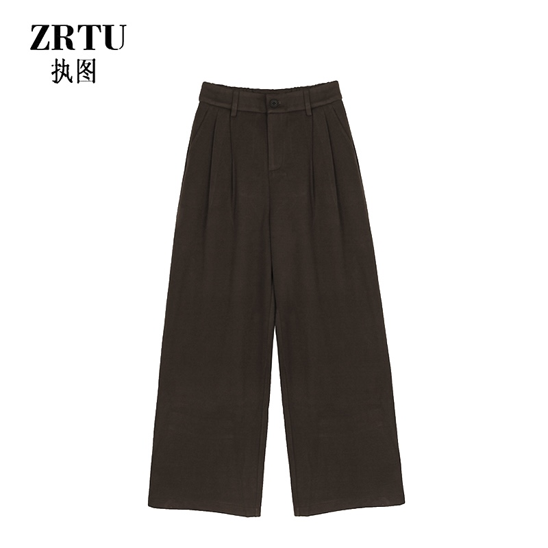 ZRTU/执图2025冬季新款简约高腰显瘦时尚百搭松紧腰宽松休闲裤