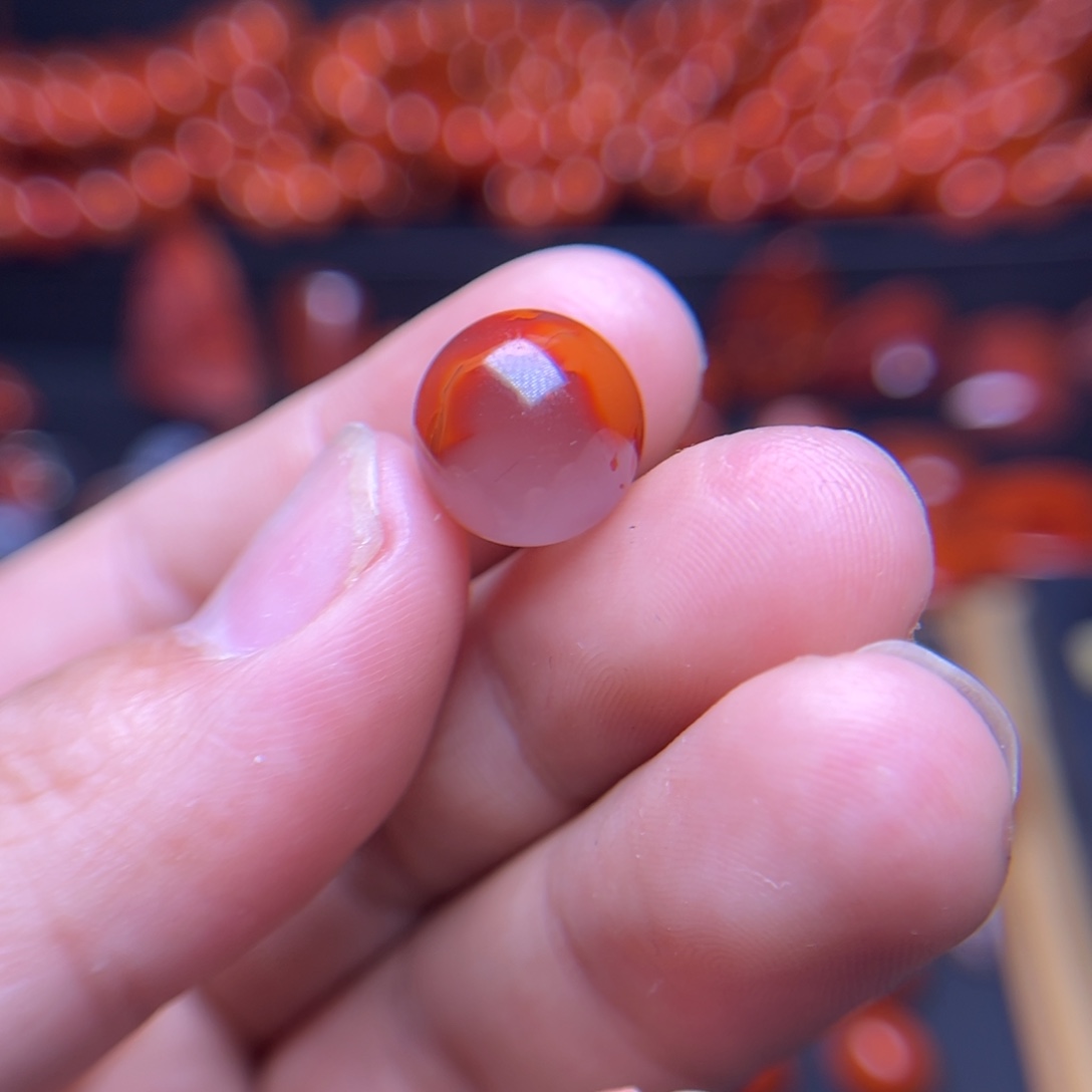 南红玛瑙珠宝奇石未镶嵌欣**嘉原矿瓦西单珠12.8mm